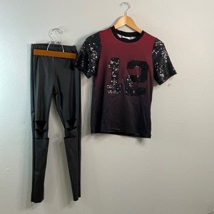 Hip hop costume, maroon ombré jersey and ripped pants, Costume Gallery, size MC